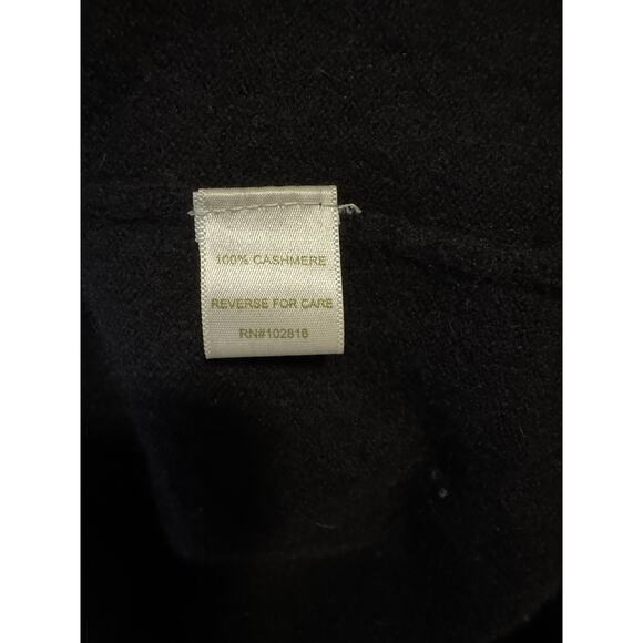 Garnet Hill 100% Cashmere open front black sweater delicate ruffle collar - Picture 8 of 8